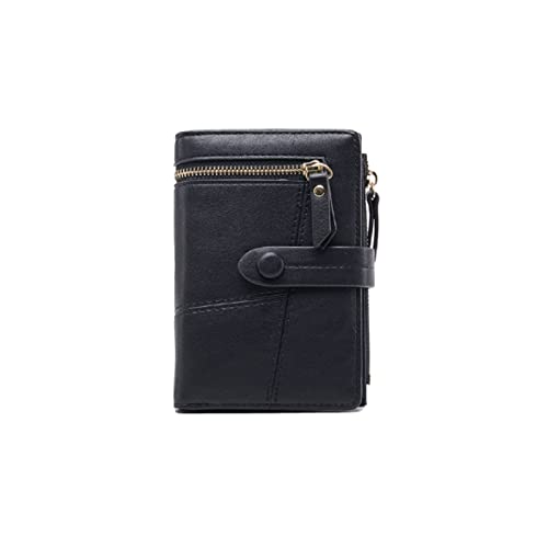 SUICRA Damen Geldbörse Frauen Multifunktions Kurze Brieftaschen Reißverschluss Haspe Mini Pu. Leder weibliche Münzen Geldbörsen Mode Damen Kupplungskartenhalter (Color : Black) von SUICRA