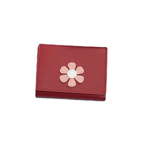 SUICRA Damen Geldbörse Frauen Nette Blume Brieftasche HASP Entworfen PU Leder Mädchen Münze Geldbörsen Weibliche Kartenhalter (Color : Red) von SUICRA