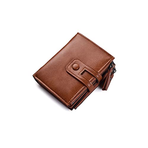 SUICRA Damen Geldbörse Geldbörse für Retro Schnalle Brieftasche Multifunktions-Doppel-Zipper-Münzbörse Pu. Ledermänner/Frauen-Kupplung (Color : Bruin) von SUICRA