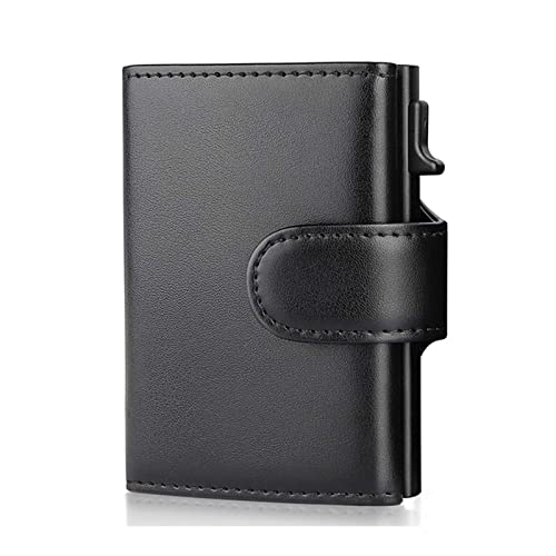 SUICRA Damen Geldbörse Genuine Leather Men Wallets Card Holder Trifold Wallet Money Bags Smart Slim Thin Coin Pocket Wallet Purse (Color : Black) von SUICRA