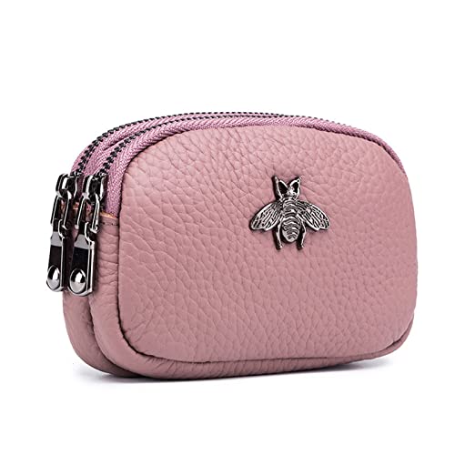 SUICRA Damen Geldbörse Genuine Leather Women Small Coin Wallet with Cute Bee Lady Zipper Money Purse Credit Card Holder (Color : Red) von SUICRA