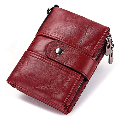 SUICRA Damen Geldbörse Genuine Leather Women Wallet Female Coin Purse Short Male Money Bag Quality Designer Male Card Small (Color : Red) von SUICRA