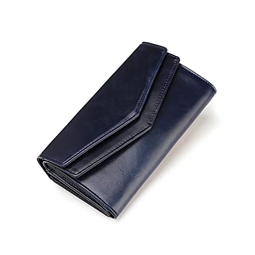 SUICRA Damen Geldbörse Großkapazität Leder Brieftasche, Frauen Münzbörse, Kupplung der Dame, Brieftasche, Karteninhaber (Color : Blue) von SUICRA