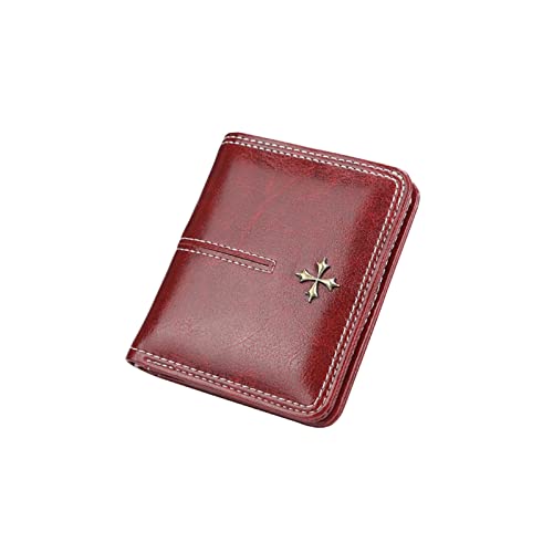 SUICRA Damen Geldbörse Heißer Kurzfrauen Geldbörse Kleine Münze Leder Geldbörse Kartenhalterung Design (Color : Red) von SUICRA