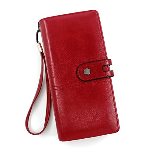 SUICRA Damen Geldbörse Hot Wallets for Womenlong Ladies Purse Multifunction Mobile Phone Bag Leather Wallet Women (Color : R862 red) von SUICRA