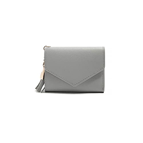 SUICRA Damen Geldbörse Kleine Brieftasche der Damen, ultradünnes PU-Leder, kompakt, einfach zu tragen, eine Vielzahl von Farben, aus denen Sie wählen können (Color : Gray) von SUICRA