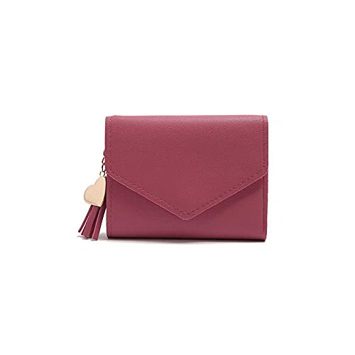 SUICRA Damen Geldbörse Kleine Brieftasche der Damen, ultradünnes PU-Leder, kompakt, einfach zu tragen, eine Vielzahl von Farben, aus denen Sie wählen können (Color : Red) von SUICRA