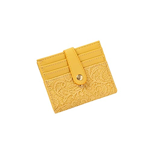 SUICRA Damen Geldbörse Kleine Brieftasche weibliche Kurze koreanische einfache Retro faltende Schnalle Multi-Card Position kompakte kartenbeutel münzgeldbeutel (Color : Yellow) von SUICRA