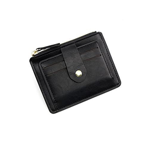 SUICRA Damen Geldbörse Kleine Modekredit ICH WÜRDE Kartenhalter Slim Leder Brieftasche Mit Münztasche Mann Geld Tasche Fall for Männer Mini Frauen Business Geldbörse (Color : Black) von SUICRA