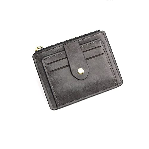 SUICRA Damen Geldbörse Kleine Modekredit ICH WÜRDE Kartenhalter Slim Leder Brieftasche Mit Münztasche Mann Geld Tasche Fall for Männer Mini Frauen Business Geldbörse (Color : Grijs) von SUICRA