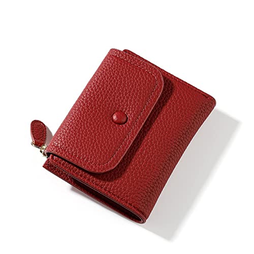 SUICRA Damen Geldbörse Kleine PU-Leder Frauen Brieftasche Mini Dame Münze Geldbörse Tasche Gelb Weibliche Brieftasche Mädchen Geldbörse Frauen Geldbörse (Color : Red) von SUICRA