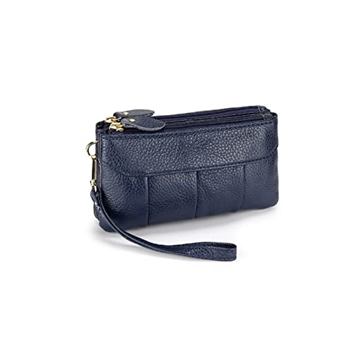 SUICRA Damen Geldbörse Kuh-Leder-Frauen-Kurier-Beutel-Art- undSoft-Art-Frauen-Tageskupplungen DoppelabteilHandytaschen (Color : Blue) von SUICRA