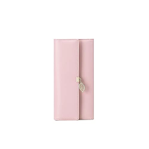 SUICRA Damen Geldbörse Lange Frauen Brieftasche Weibliche Geldbörsen Münze Geldbörse Kartenhalter Brieftaschen Für Frauen PU-Leder Damen Clutch Geld Tasche (Color : Pink) von SUICRA