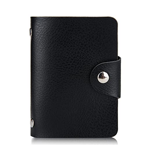 SUICRA Damen Geldbörse Leather 24 Slots Bits Business Card Bag Card Case Men Women ID Holders Bank Credit Card Organizer Bags Passport Card Wallet (Color : Black) von SUICRA