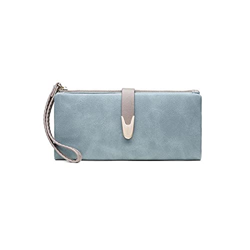 SUICRA Damen Geldbörse Leder Frauen Brieftasche Wristlet Frauen Geldbörse Weibliche Telefon Brieftasche Clutch Damen Geldbörse Karteninhaber (Color : Blue) von SUICRA