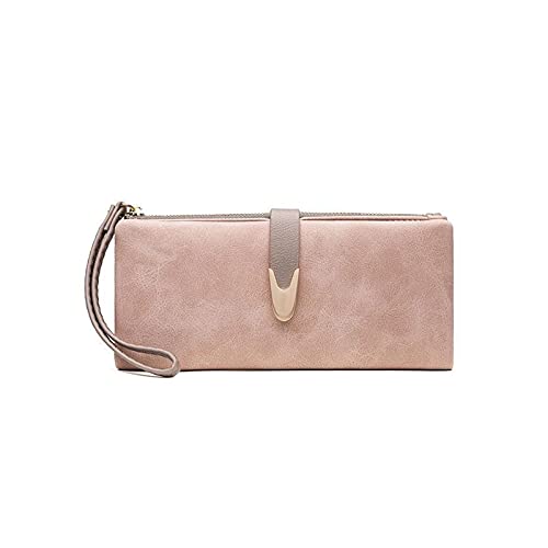 SUICRA Damen Geldbörse Leder Frauen Brieftasche Wristlet Frauen Geldbörse Weibliche Telefon Brieftasche Clutch Damen Geldbörse Karteninhaber (Color : Pink) von SUICRA