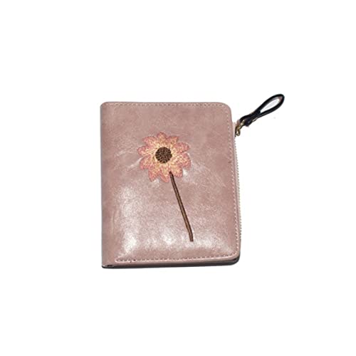 SUICRA Damen Geldbörse Leder Frauen Geldbörsen Blumen Druck Münze Geldbörsen Kartenhalter Reißverschluss Geldsäcke Frau Geldbörsen Taschen Dame Kurze Geldbörse (Color : Pink) von SUICRA