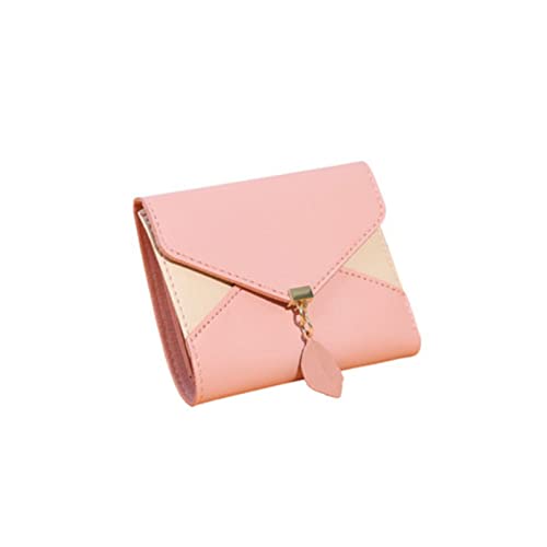 SUICRA Damen Geldbörse Leder ultradünne Kartenhalter Hot Mode Kurzer erste Schicht Leder Brieftasche Männer/Frauen Dollar Sandwich Leder Schnalle Brieftasche (Color : Pink) von SUICRA