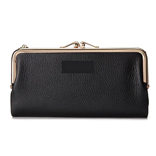 SUICRA Damen Geldbörse Luxury Wallets Long Card Holders Cow Leather Large Purse Female Clutches Money Wallets Brand Phone Purses (Color : Black) von SUICRA