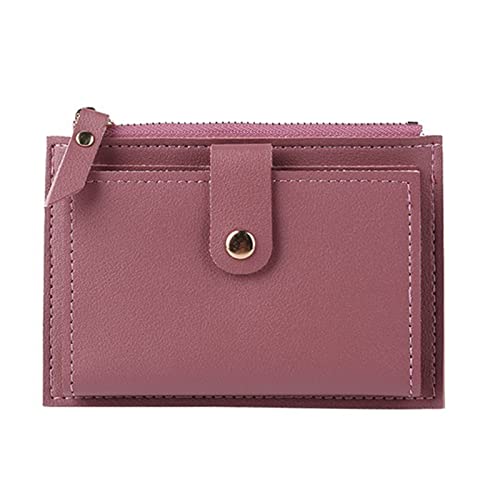 SUICRA Damen Geldbörse Männer Frauen Mode Massivfarbe Kreditkarte ICH WÜRDE Karten-Multi-Slot-Karteninhaber Casual Pu. Leder-Mini-Münz-Geldbörse-Geldbörsen-Falltasche (Color : Watermelon Red) von SUICRA