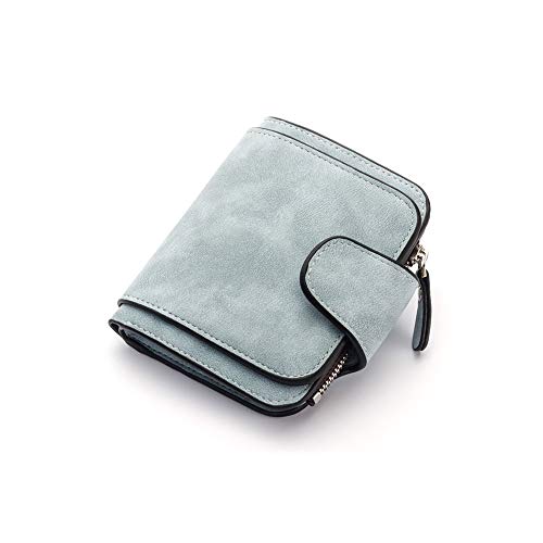 SUICRA Damen Geldbörse Marke Brieftasche Frauen 2021 Neue Frauen Kurze Brieftasche Koreanische Schnalle Geschliffene Leder Münze Geldbörse Mini Weibliche Geldbörsen (Color : Light Blue) von SUICRA