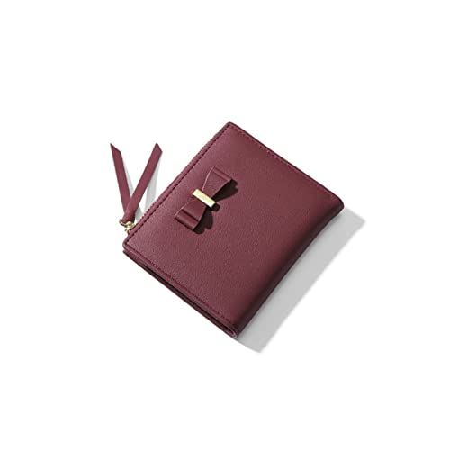 SUICRA Damen Geldbörse Massivfarbe Frauen Brieftaschen Kurzer Mini Geldbörse Top Qualität Leder Bogen Münze Geldbörse Lady Tasche Geldbörse ICH WÜRDE Kartenhalter weibliche Geldtasche (Color : Red) von SUICRA