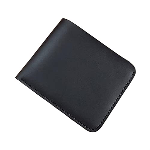 SUICRA Damen Geldbörse Mens Wallet Leather Genuine Portfolio Wallet Male Bifold Minimalist Wallet Unisex (Color : Black) von SUICRA