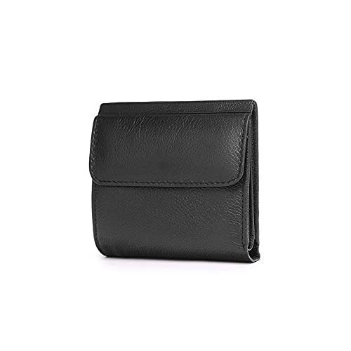 SUICRA Damen Geldbörse Mini Echtes Leder Frauen Brieftasche Kleine Frau ICH WÜRDE Kartenhalter Brieftaschen Slim Kuh Leder Damen Geld Tasche Münze Geldbörsen (Color : Black) von SUICRA