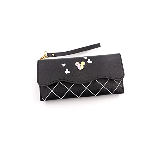 SUICRA Damen Geldbörse Mode Damen Lange Brieftasche Brieftasche Einfache Niedliche Münze Geldbörse Clutch Cartoon Karton Tasche Geldbörsen Für Frauen Brieftasche Frauen (Color : Black) von SUICRA