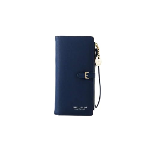 SUICRA Damen Geldbörse Mode Weibliche PU-Leder Brieftasche Dame Geldbörse Telefon Reißverschluss Tasche Kartenhalter Frauen Armband Lange Geldbörsen for Damen Brieftasche (Color : Blue) von SUICRA