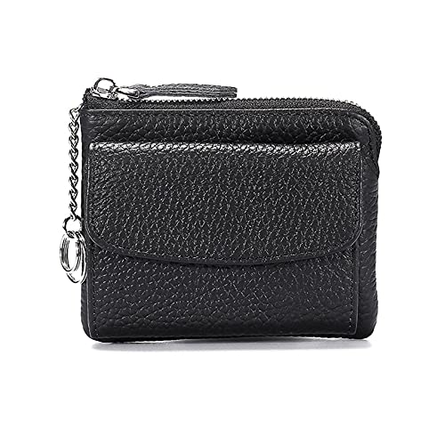 SUICRA Damen Geldbörse Münzbörse Multi-Layer Leder Einfache Mini Zipper Münzbeutel Dame Kleine Brieftasche Kartenhalter Weibliche Geldbörsen (Color : Black) von SUICRA