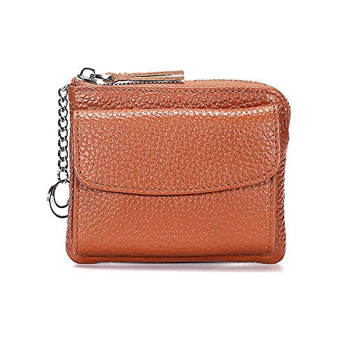 SUICRA Damen Geldbörse Münzbörse Multi-Layer Leder Einfache Mini Zipper Münzbeutel Dame Kleine Brieftasche Kartenhalter Weibliche Geldbörsen (Color : Bruin) von SUICRA