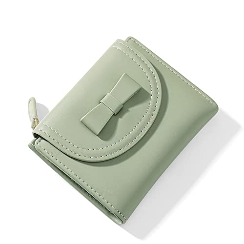 SUICRA Damen Geldbörse NEU Kleine Folding Brieftasche Frauen Weiche PU Leathe Bow Kartenhalter Kurzer Flip Münze Geldbörse Weibliche Hohe Qualität Kupplung Brieftasche Damen (Color : Green) von SUICRA