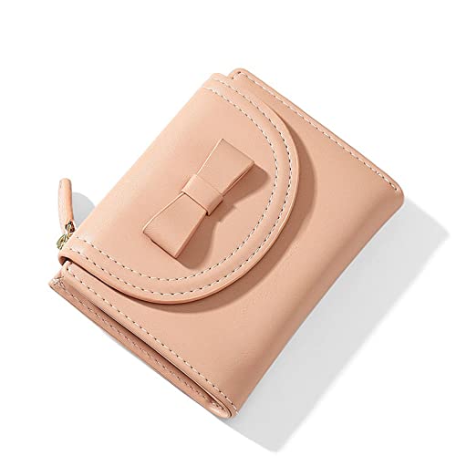 SUICRA Damen Geldbörse NEU Kleine Folding Brieftasche Frauen Weiche PU Leathe Bow Kartenhalter Kurzer Flip Münze Geldbörse Weibliche Hohe Qualität Kupplung Brieftasche Damen (Color : Pink) von SUICRA