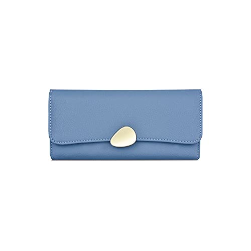 SUICRA Damen Geldbörse Neue Litchi Getreide Frauen Lange Brieftasche Viele Abteilungen Weibliche Brieftasche Lady Cluth Geldbörsen Kartenhalter Mobiltelefon Taschen (Color : Blue) von SUICRA