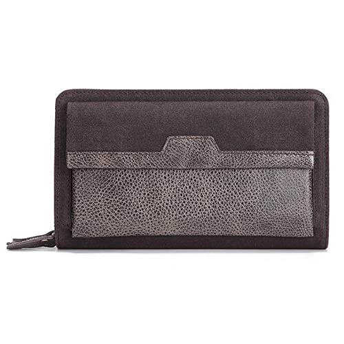 SUICRA Damen Geldbörse New MenClutch Wallet Male Zipper Bag Long Leather Men Wallet First Layer Cow Hand Bag Multi-Functional Long Bag (Color : Coffee Clutch) von SUICRA