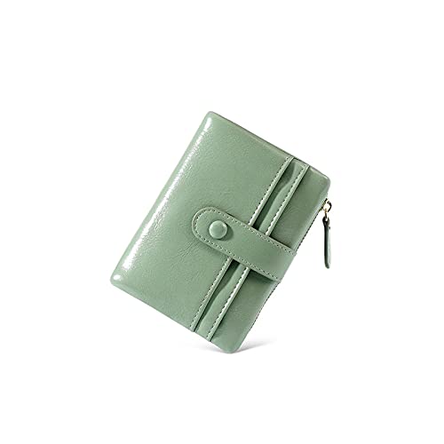 SUICRA Damen Geldbörse Ölwachs Leder Brieftaschen für Frauen Kurze große Kapazität Clutch Geldbörsen Lady Brieftasche (Color : Green) von SUICRA