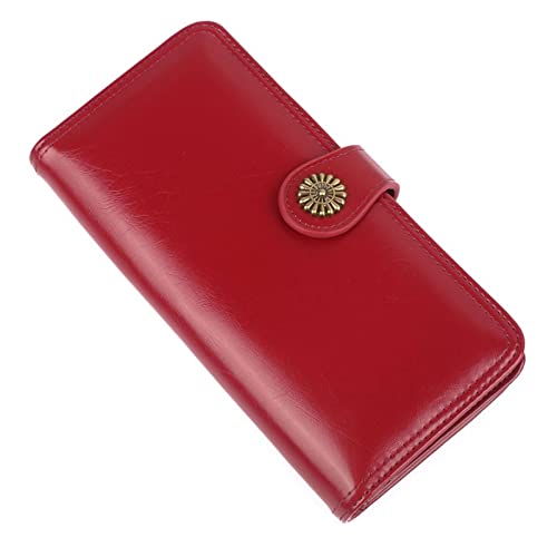 SUICRA Damen Geldbörse Ölwachs Leder Frauen Geldbörsen Mode Multi-Card Slot Lange Geldbörsen for Frauen Retro Schnalle Zweifache Kartenhalter von SUICRA