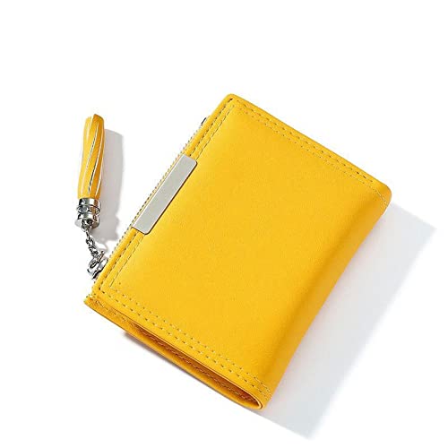 SUICRA Damen Geldbörse PU-Leder Frauen Geldbörse Kleine Quaste Münze Geldbörse Tasche Einfache Casual Mini Weibliche Brieftasche Mädchen Brieftasche ändern Geldbörse (Color : Yellow) von SUICRA