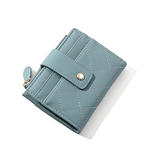 SUICRA Damen Geldbörse Plaid Kleine Brieftasche Damen Reißverschluss Münze Geldbörse Karten Tasche Brieftasche Weibliche Hand Geldbörse Dame (Color : Blue) von SUICRA