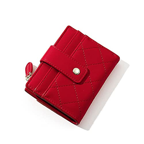 SUICRA Damen Geldbörse Plaid Kleine Brieftasche Damen Reißverschluss Münze Geldbörse Karten Tasche Brieftasche Weibliche Hand Geldbörse Dame (Color : Red) von SUICRA
