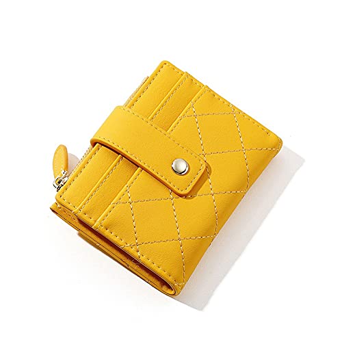 SUICRA Damen Geldbörse Plaid Kleine Brieftasche Damen Reißverschluss Münze Geldbörse Karten Tasche Brieftasche Weibliche Hand Geldbörse Dame (Color : Yellow) von SUICRA