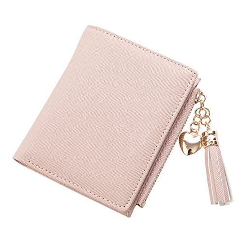 SUICRA Damen Geldbörse Quaste Frauen Brieftasche Kleine niedliche Brieftasche Frauen Kurze Leder Frauen Brieftaschen Reißverschluss Geldbörsen Weibliche Geldbörse Kupplung (Color : Pink) von SUICRA