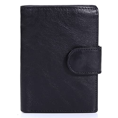 SUICRA Damen Geldbörse Short Wallet Retro Genuine Leather Coin Purse Top Cowhide Business Card Holder Bag Vertical Wallet (Color : Black) von SUICRA