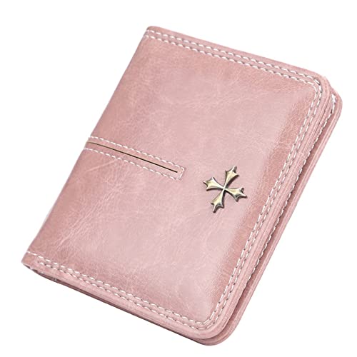 SUICRA Damen Geldbörse Slim Women Wallets Mini Card Holder Leather Short Desigh Female Purse Coin Holder Women Wallets (Color : Pink) von SUICRA