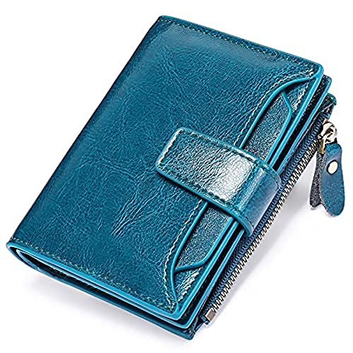 SUICRA Damen Geldbörse Small Wallet for Women Genuine Leather Bifold Compact Blocking Multifunction Womens Wallet (Color : Blue) von SUICRA