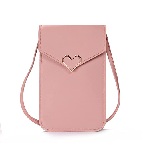 SUICRA Damen Geldbörse Touch Screen Cell Phone Purse Smartphone Wallet Women Shoulder Bag Solid Crossbody Bags (Color : Pink) von SUICRA