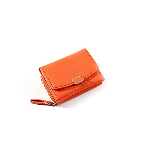 SUICRA Damen Geldbörse Viele Abteilungen Trifold Frauen Geldbörsen mit Klemmmünze Geldbörsen Kartenhalter Kleine Brieftasche Weibliche Damen Geldbörse (Color : Orange) von SUICRA