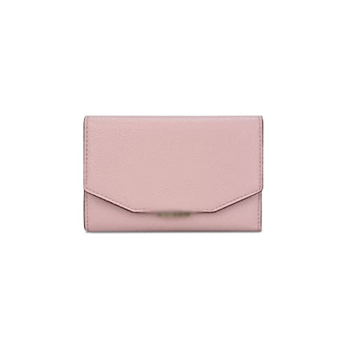 SUICRA Damen Geldbörse Vintage Frauen Pu. Weiche Leder Kurze Tri-Fold-Münz-Geldbörse Reißverschluss Brieftasche lässig blau pink (Color : Pink) von SUICRA