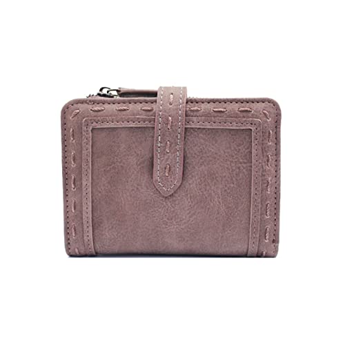 SUICRA Damen Geldbörse Vintage Short Wallet with Coin Pocket Two Folding Multifunctional Hasp Simple Wallet Brand Ladies Purse Thread Small Bag (Color : Deep pink) von SUICRA